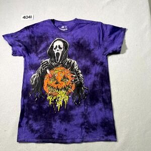 Cavity Colors Ghost Face Creepy Carver T Shirt Mens Medium Purple Black Tie Dye